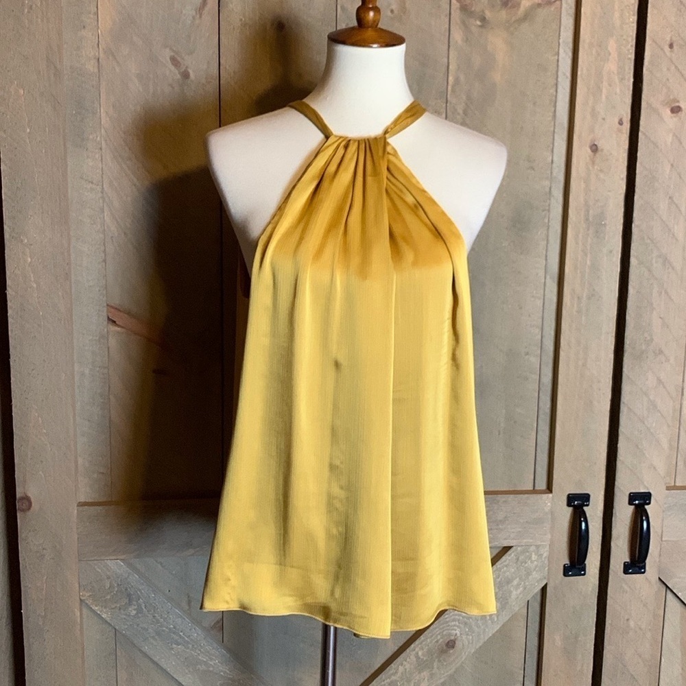 Trina Turk gold halter top with back tie Size Large - Picture 3 of 14